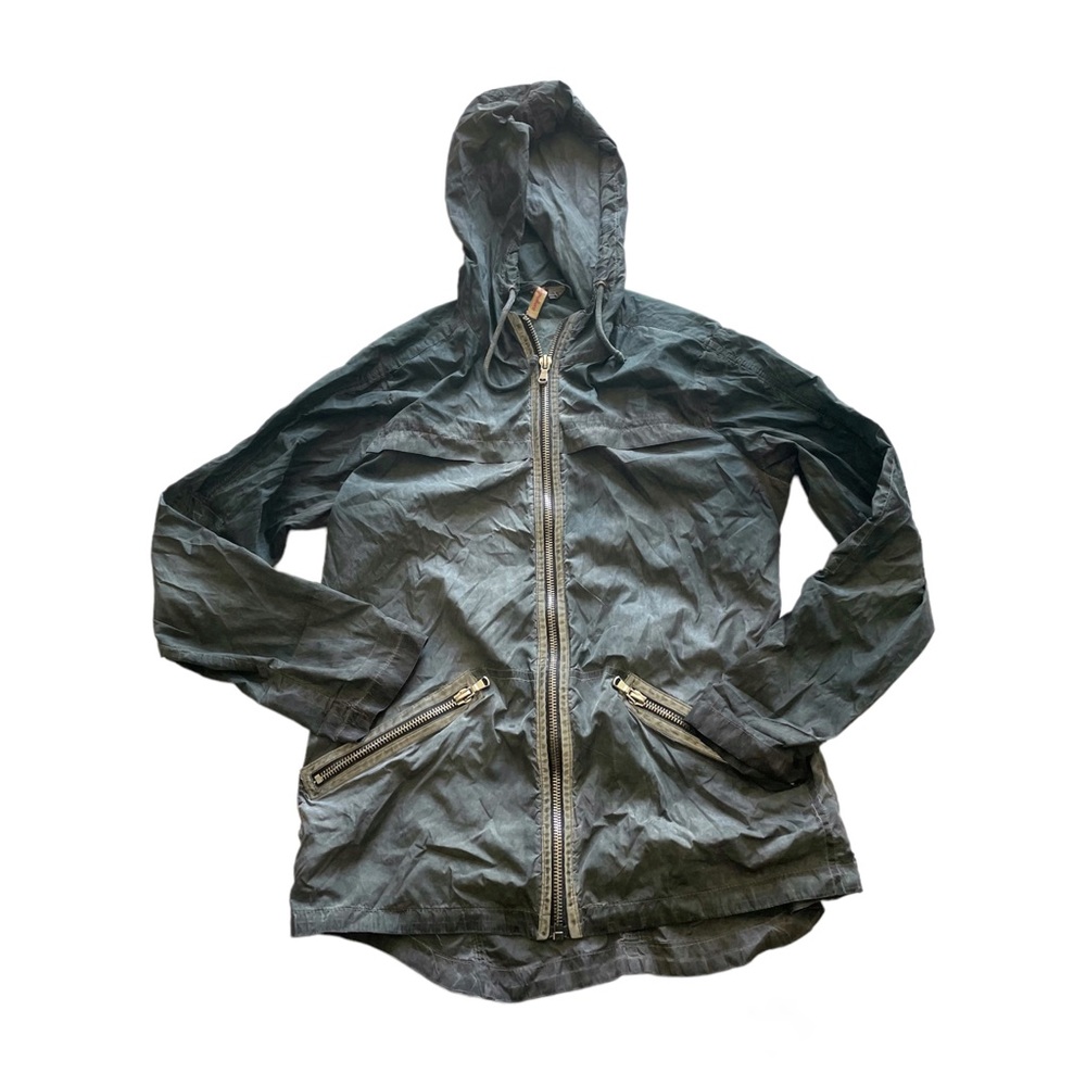 Fresh Produce Gray Rain Jacket Windbreaker Zip Pockets Lightweight Women’s Small